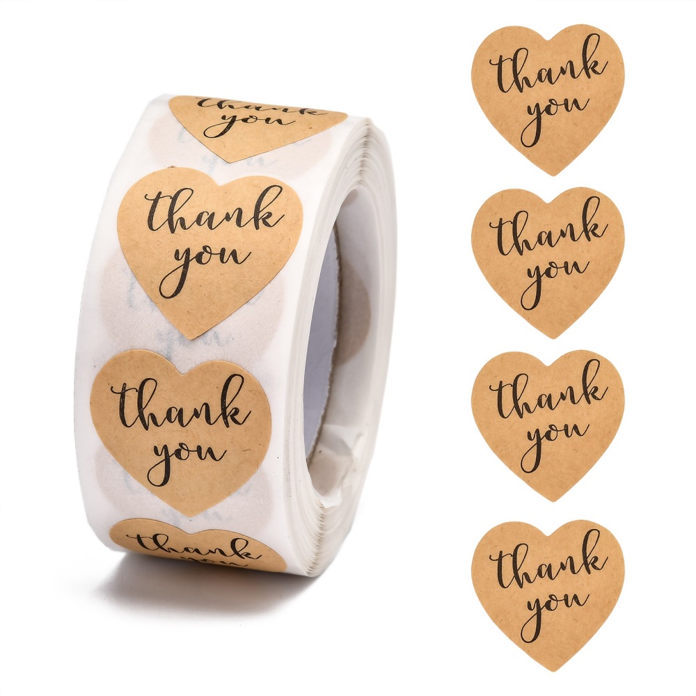 "Thank you" szív matrica, natúr